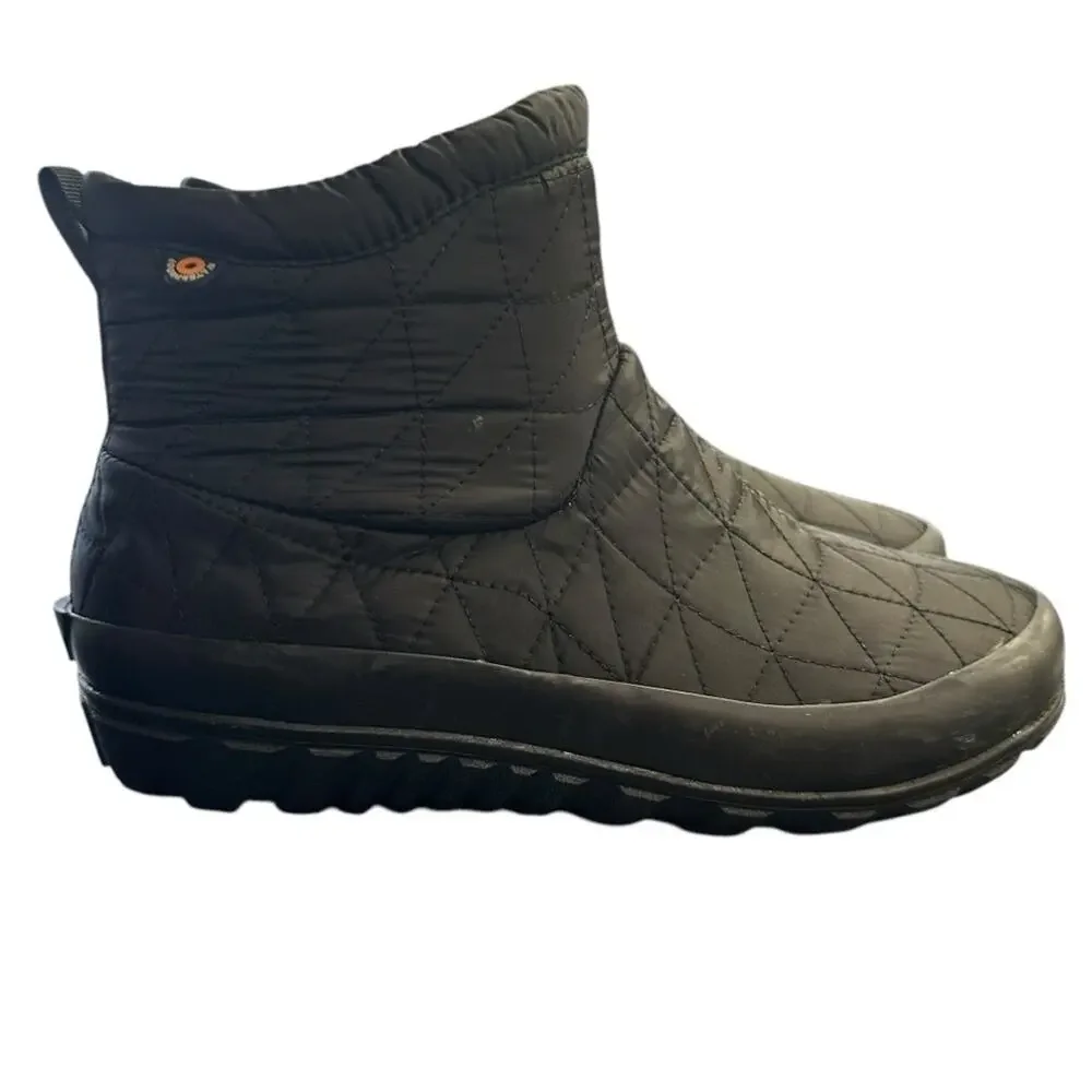BOGS Snowday ll Black Quilted Short Boots Waterproof Size 7
